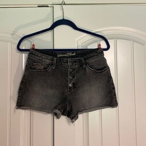 High waist dark wash shorts